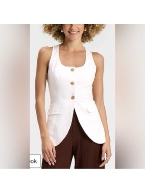 a new day Tops - a new day White Sleeveless Button Front Tailored Vest